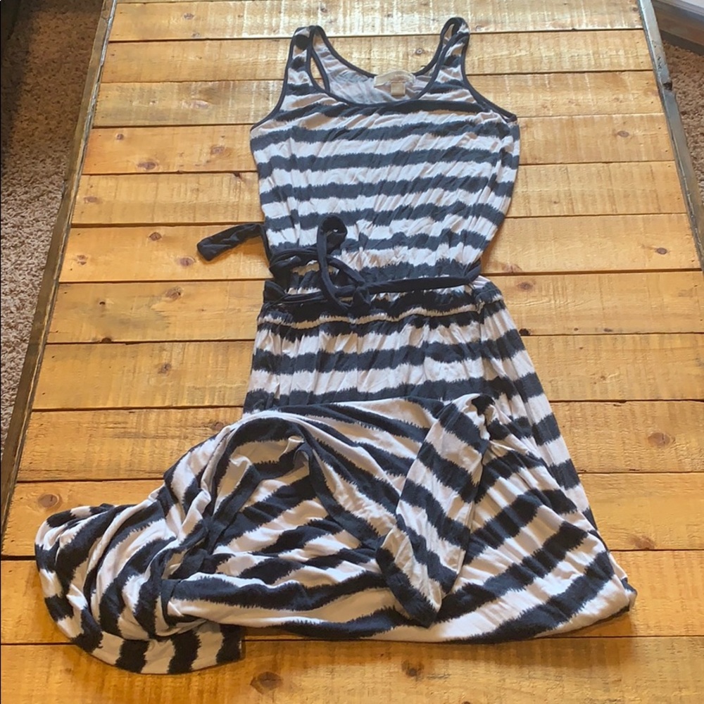 Michael Kors Navy Blue And White striped Dress